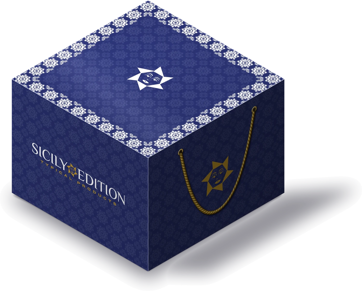 Special Box in legno con illustrazione siciliana di fichi d'India e agrumi, chiusa con lo spago